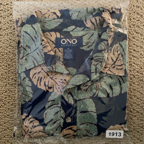 ONO & COMPANY Blue Tropical Aloha Hawaiian Shirt Men XL - Picture 6 of 6